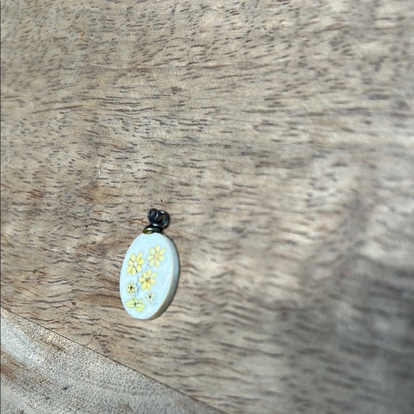 Bone Floral Pendant with Yellow Accents - Picture 8 of 8